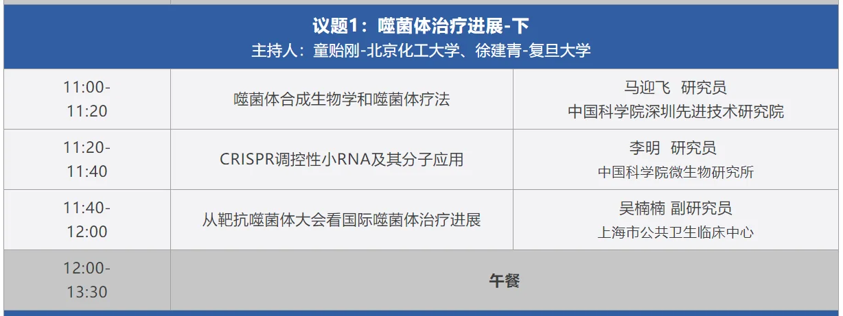 5b880063ad6d6671cd3f30cb7fe0b72.png 2024中国噬菌体治疗大会 第一期种子营/联盟年会/主论坛 日程安排 · 配图